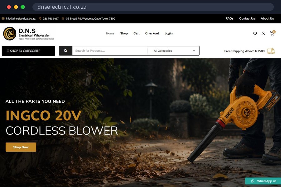 DNS Electrical Wholesalers website homepage