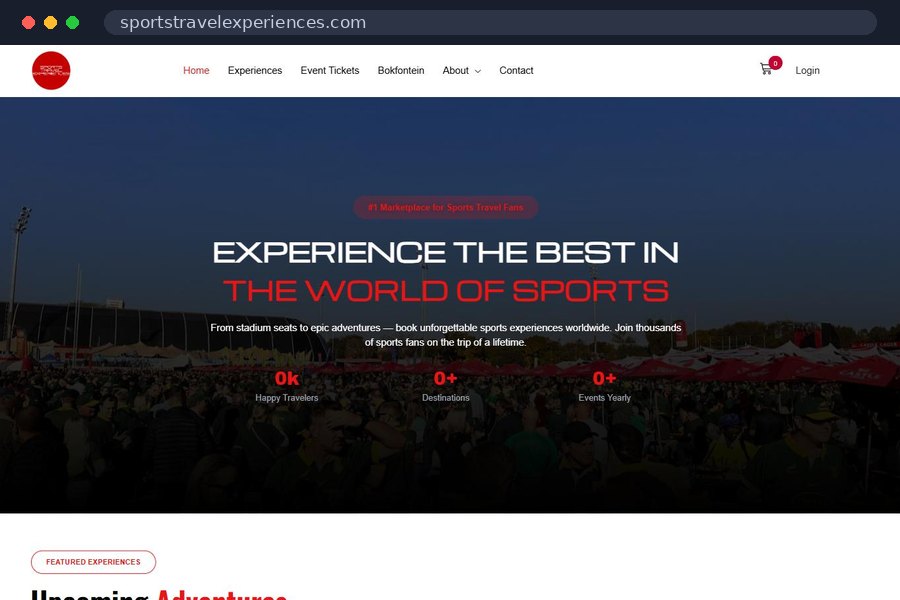 Sports Travel Experiences website homepage